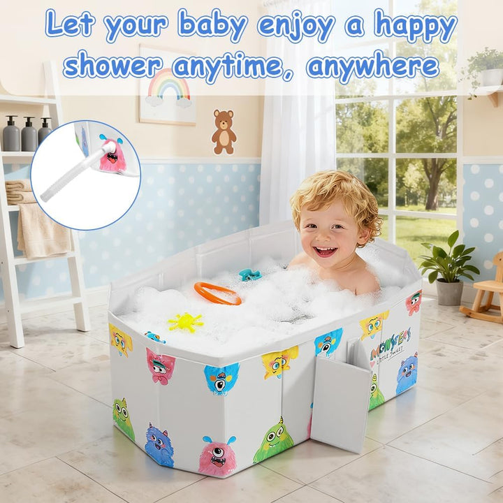 AUYAO Faltbare Badewanne Kinder Tragbare Säuglings Badewanne Baby mit Ablassschraube Integrierte Tra