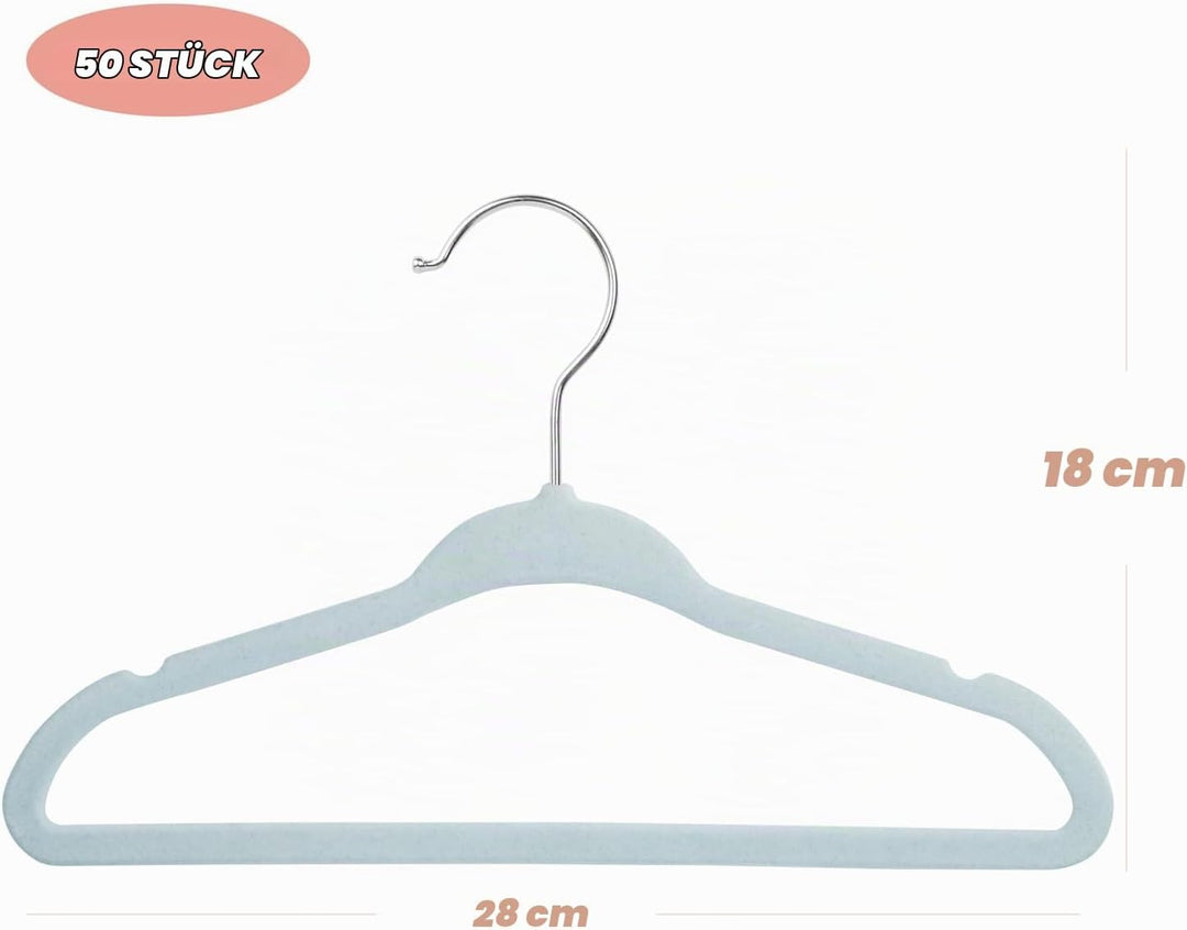 Mangokit Basics Kids Velvet Hangers 50 Pack, Anti-Rutsch-Baby-Bügel, platzsparende Nursery Kleiderbü