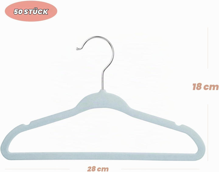 Mangokit Basics Kids Velvet Hangers 50 Pack, Anti-Rutsch-Baby-Bügel, platzsparende Nursery Kleiderbü