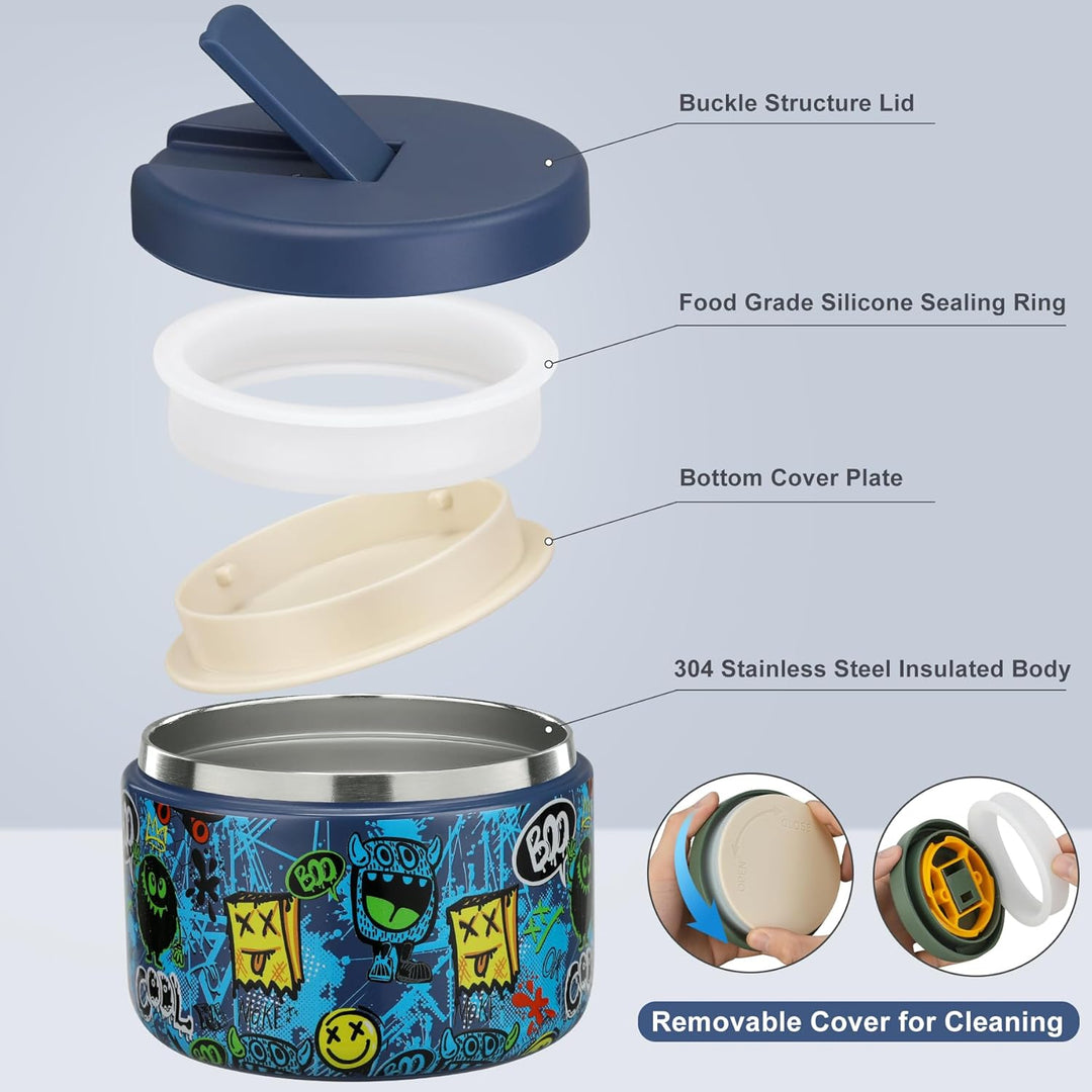 Itslife Thermobehälter für Essen 350ml Edelstahl Warmhaltebebehälter, Kinder auslaufsicherer Lunchbe