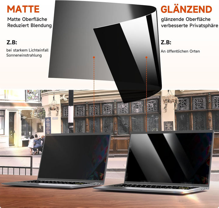 Mamol Sichtschutz 17 Zoll Blickschutzfilter für 16:10 Laptop, Blickschutzfolie Laptop Screen Filter
