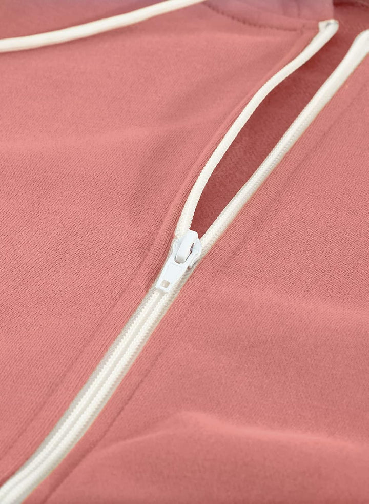Uusollecy Damen Sweatjacke Hoodie Sweatshirtjacke Pullover Oberteile Kapuzenpullover Einfarbig Full