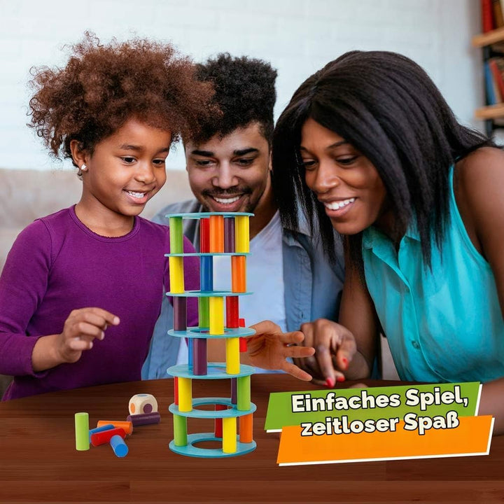Coogam Hölzern Turm Stapelspiel, Feinmotorik-Bausteine mit Würfeln Schiefer Turm Spielzeug Montessor