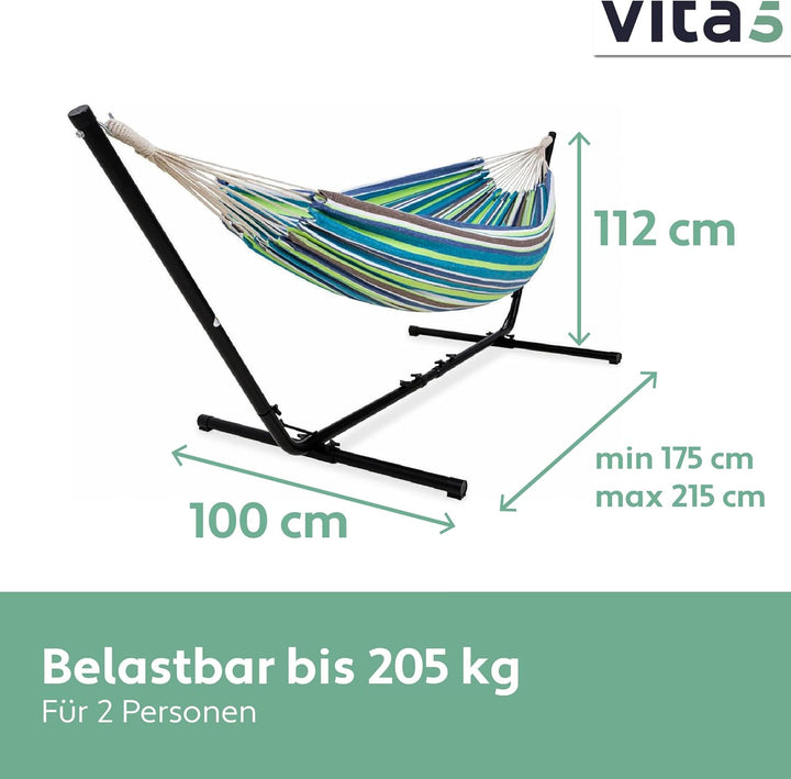 Vita5 Hängematte mit Gestell, Hängematten Outdoor 2 Personen mit Tragetasche, für Garten Pool, Balko