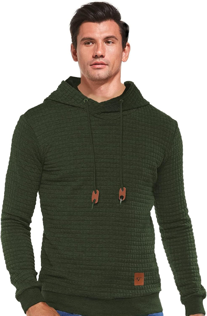 Tansozer Herren Hoodie Basic Sweatshirt Casual Long Sleeve Checked Kapuzenpullover S Armeegrün, S Ar