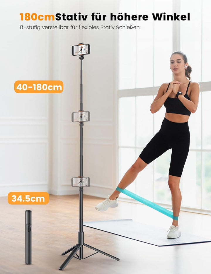 Handy Stativ für Phone Kamera, NT79 180cm Kompakt Foto Videokits Stabil Selfie Stick Handystativhalt