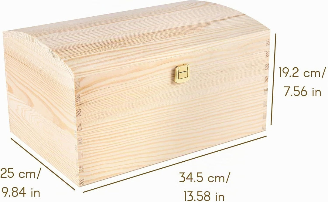 Creative Deco XXL Grosse Holztruhe Holzkiste mit Deckel und Schloss | 34,5 x 25 x 19,2 cm | Schatztr