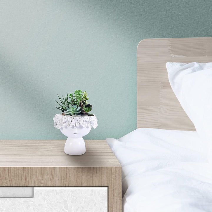 Cabilock Frau Gesicht Blumentopf Harz Blumenvase Kaktus Sukkulenten Topf Statue Skulptur Vase Kopf P