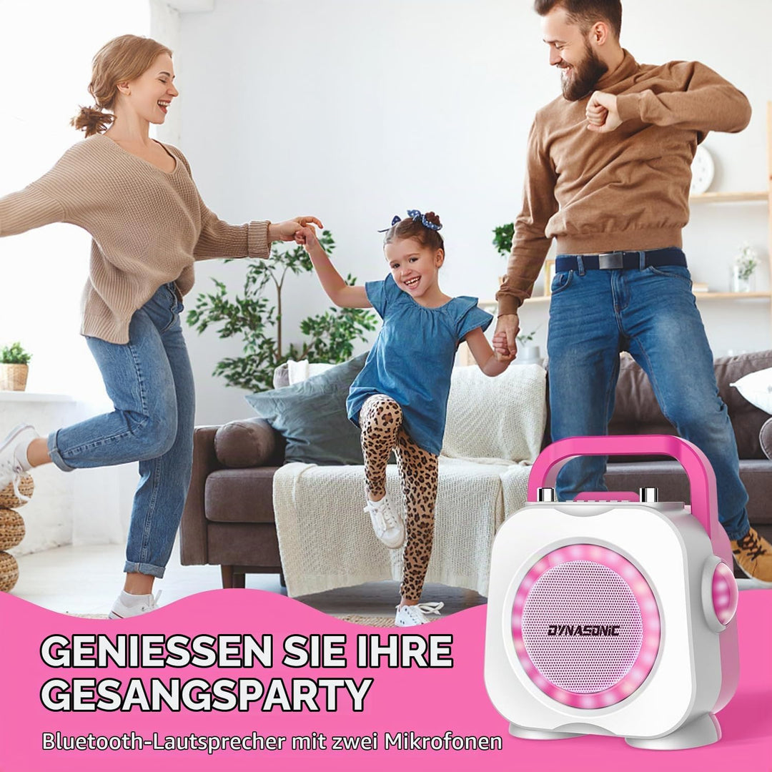 DYNASONIC Karaoke mit Mikrofon, Original Geschenke für Kinder Mädchen, Sprecher, Spielzeug Mädchen (