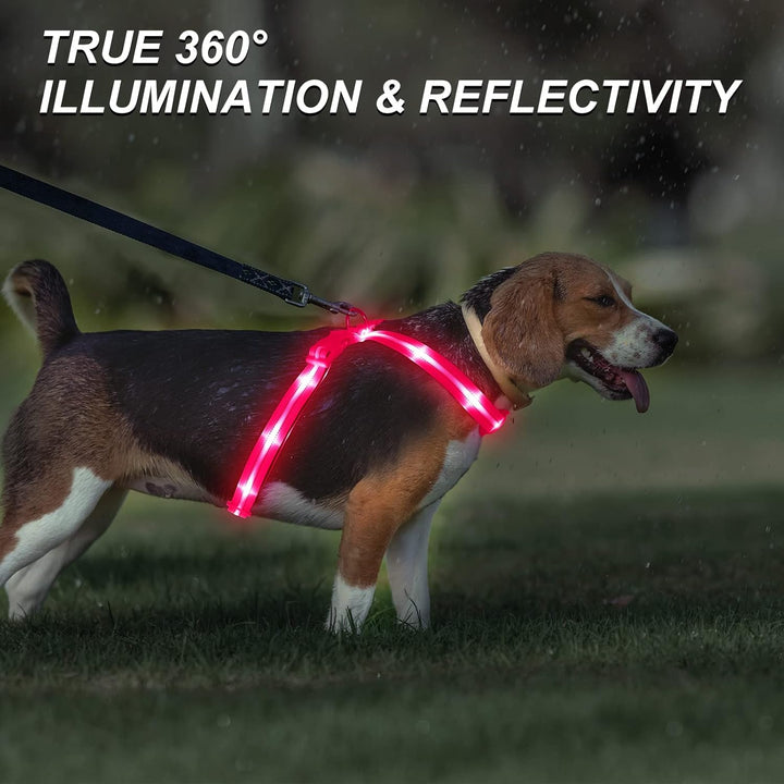 LED Hundegeschirr Leuchtend für Hunde, Leuchtgeschirr Hundeweste Wiederaufladbar Rosa Gross, Rosa Gr