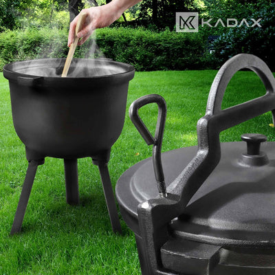 KADAX Jagdkessel, Gusseisen Kochtopf mit Füssen, Schmortopf aus Gusseisen, Dutch Oven für Garten, La