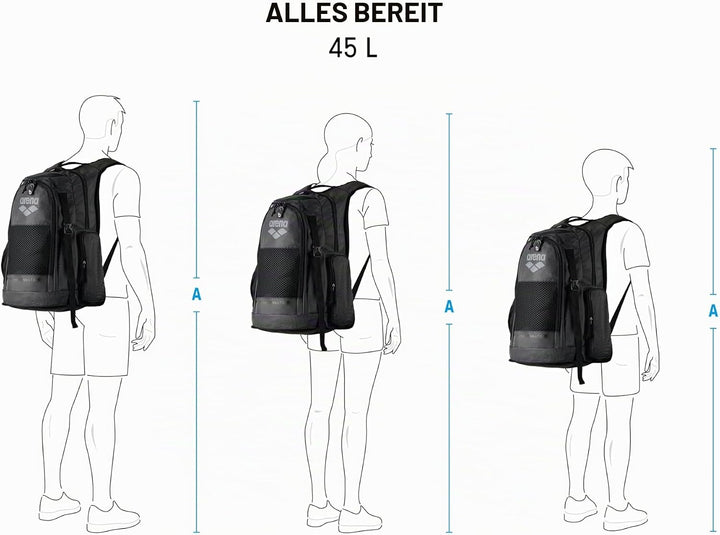 ARENA LL Set Backpack 45L COLOR 100-BLACK, ONE SIZE 100 - BLACK ONE SIZE