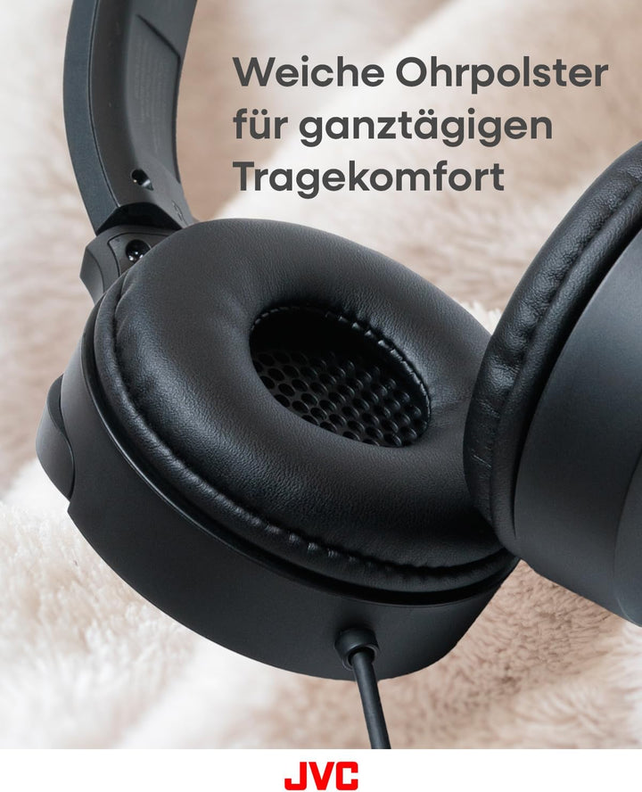 JVC HA-S33UC-B USB-C On-Ear-Kopfhörer, weiche Ohrpolster, faltbar, mit Mikrofon & 3-Tasten-Fernbedie