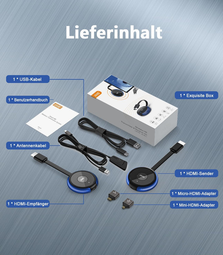 Wireless HDMI Transmitter and Receiver 4K 5G - Kabellos Sender Empfänger, HDMI Funkübertragung von L