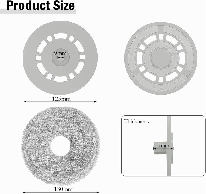 4 Wischtücher mit 2 Ersatzhalterung Zubehör für Dreame L10S Ultra/ L10S Pro Gen 2/ L10 Ultra/ L10 Pr