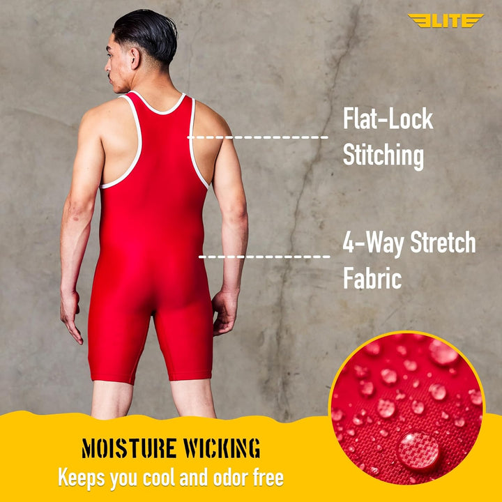 Men’s wrestling singlets, Elite Sports Standard Singlet for Men Wrestling Uniform Rot/Ausflug, einfa