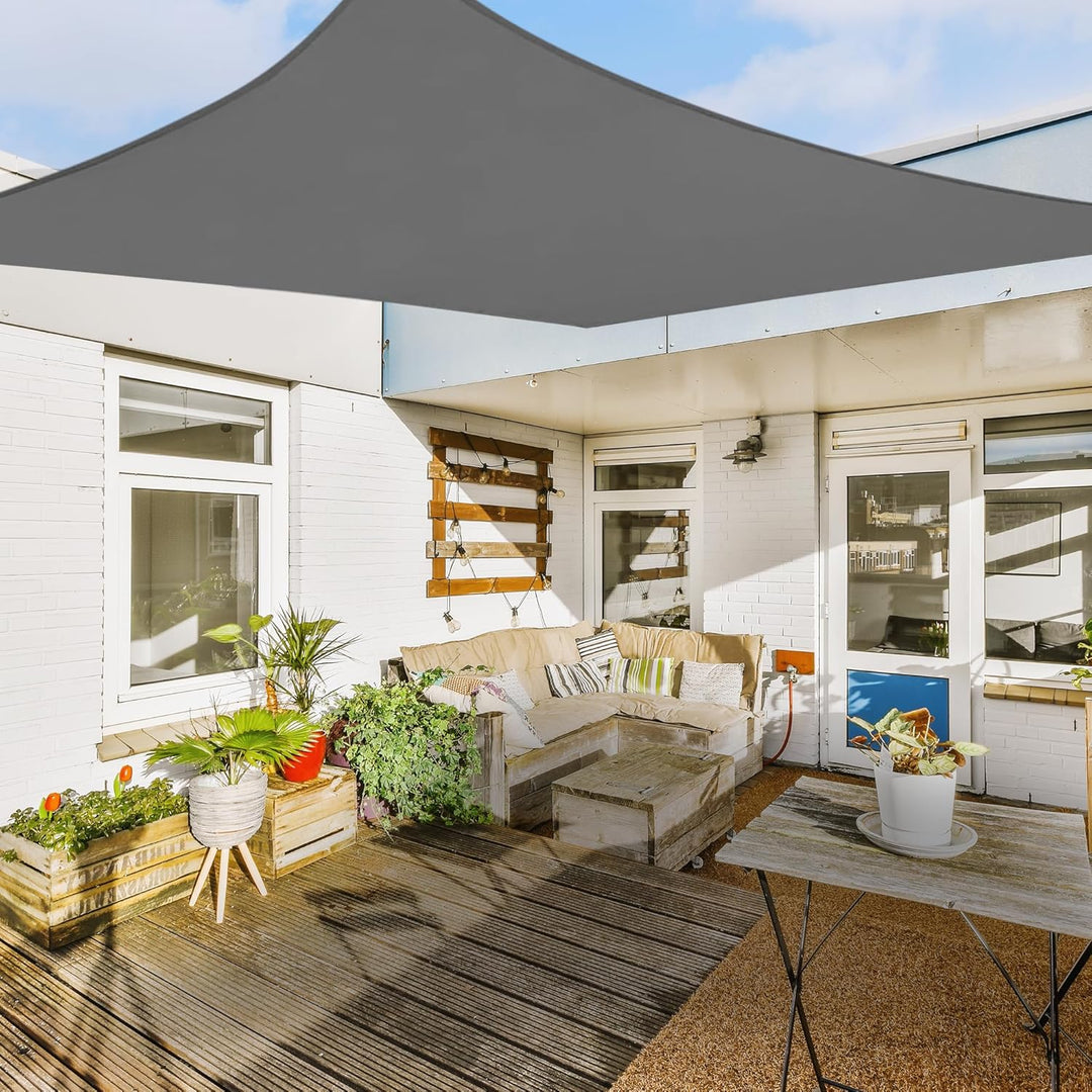 hanSe Sonnensegel rechteckig, Segeltuch Rechteck, 2,5x4m in Graphit, aus HDPE Gewebe, wetterbeständi