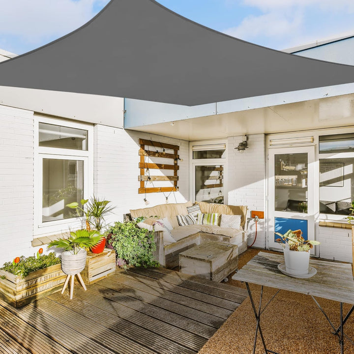 hanSe Sonnensegel rechteckig, Segeltuch Rechteck, 2,5x4m in Graphit, aus HDPE Gewebe, wetterbeständi