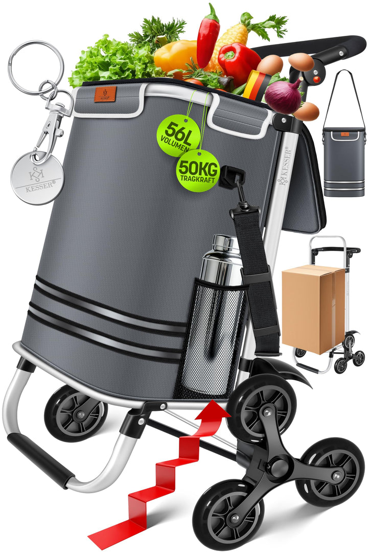 KESSER® Einkaufstrolley Treppensteiger mit Kühlfach klappbar mit 56L Kapazität und belastbar bis 50k