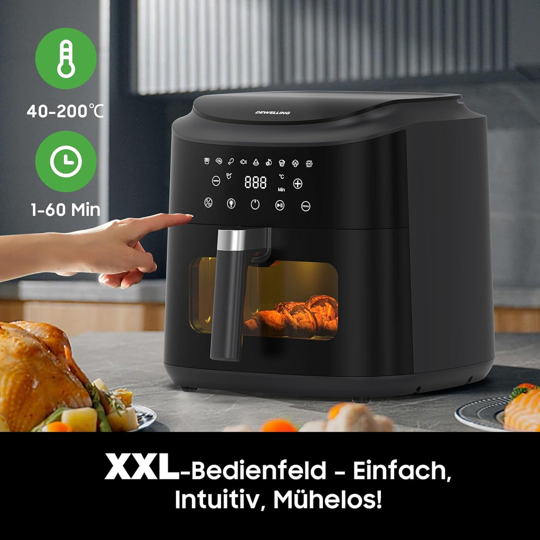 Heissluftfritteuse 9L Airfryer– 2350W Heissluftfritteuse für schnelles Garen, Fritteuse ohne Öl Mit