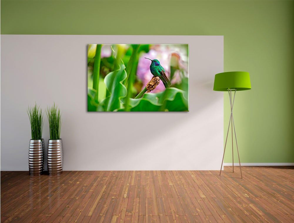 Pixxprint Kolibri in seinem Lebensraum als Leinwandbild/Grösse: 100x70 cm/Wandbild/Kunstdruck/fertig
