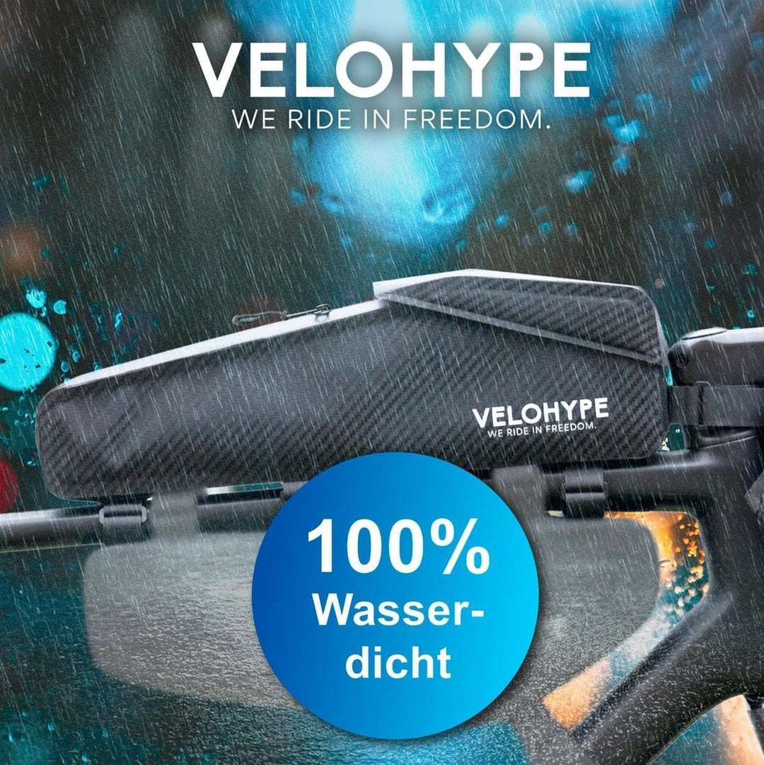 Oberrohrtasche | 2,5 Liter | 100% Wasserdicht | extra Fester Halt - für Gravelbike, Rennrad, MTB