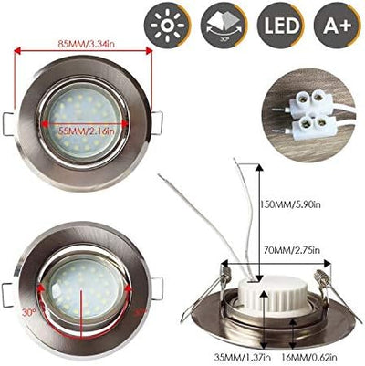 LAMPAOUS Led Einbaustrahler Dimmbar 230V Flach Spots Warmweiss 6er-Set Aluminium Einbauleuchten mit