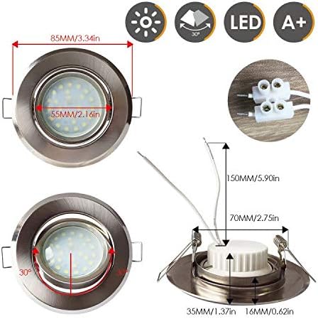 LAMPAOUS Led Einbaustrahler Dimmbar 230V Flach Spots Kaltweiss 12er-Set Aluminium Einbauleuchten mit