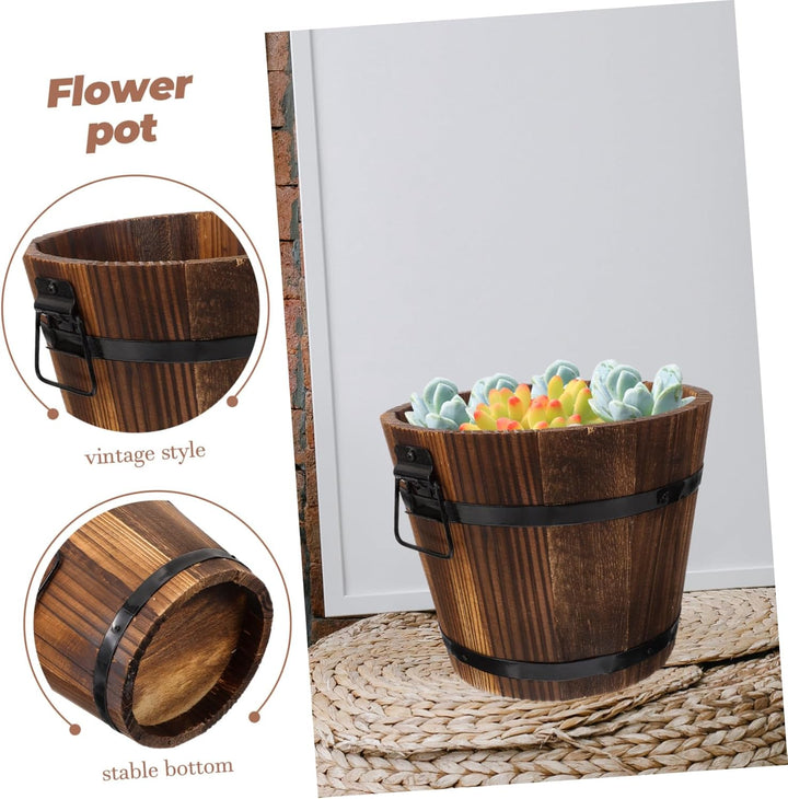 2st Blumentopf Pflanzer Für Whiskyfässer Pflanzgefässe Aus Holz Rustikale Aussendekoration Gartendek