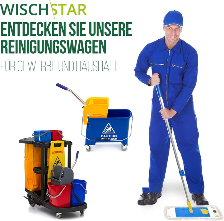 Wisch-Star Wischmopp-Set 40 cm mit Microfaserbezug, Teleskopstiel und Magnetklapphalter, Profi-Quali