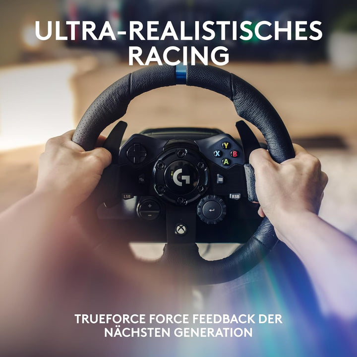 Logitech G G923 TRUEFORCE Gaming Rennlenkrad mit Pedalen + A10 Gaming-Headset Gen 2 Kabelgebundenes