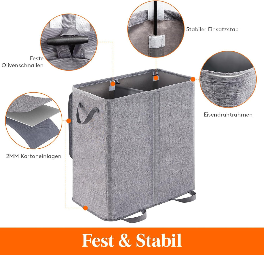 Lifewit 136L Doppelter Pfandflaschen Sammelbehälter mit Deckel und herausnehmbaren Flaschentasche, g