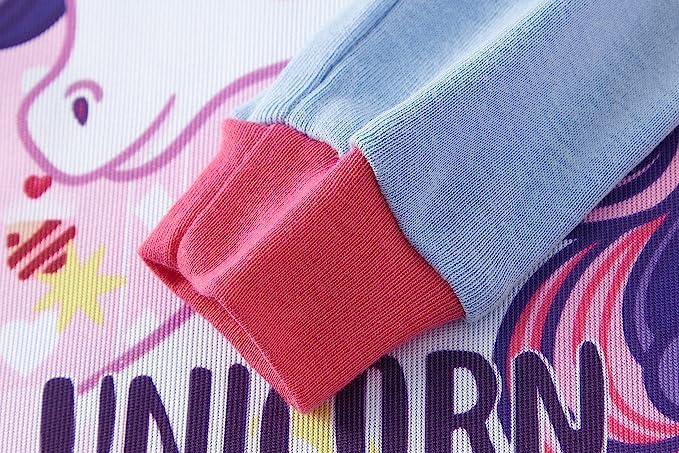 SOIBEEN Mädchen Pyjamas Set Pyjamas 100% Baumwolle PJs Langarm Kurzarm Nachtwäsche 2-12 Jahre 3d Ein