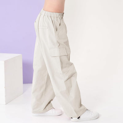 Rolanko Mädchen Cargohose, Baumwoll Baggy Hose mit Elastischer Taille und Mehreren Taschen für Kinde