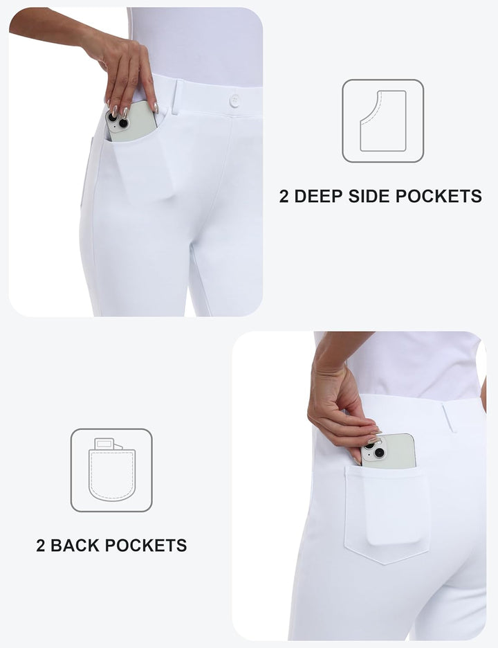 Damen Golfhosen Capri Business Hose Elegante Golf Hosen Atmungsaktiv Yoga Büro Anzughosen Elastische