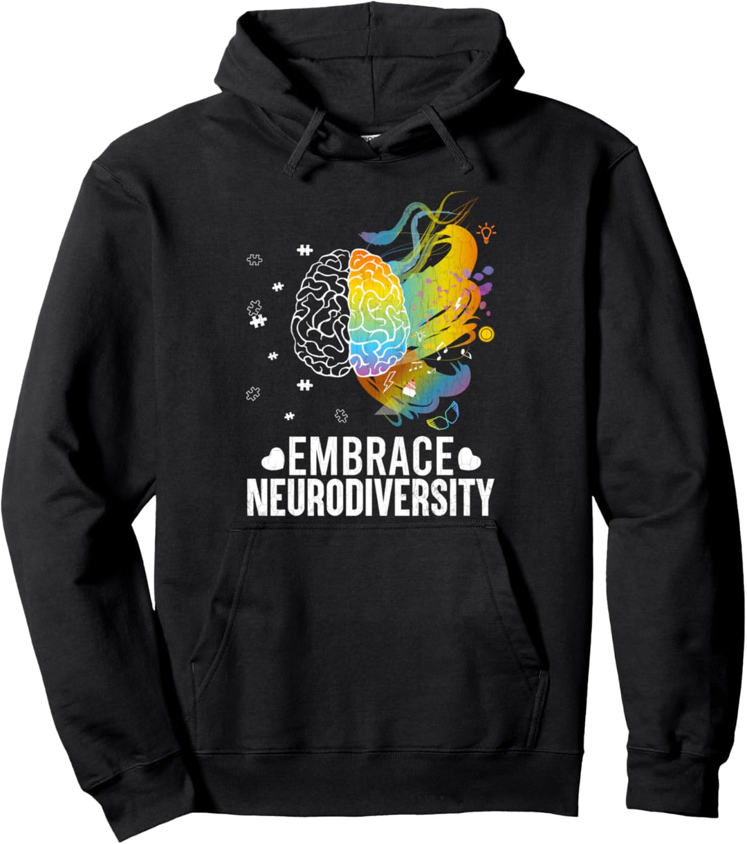 Embrace Neurodiversity ADHS Awareness Orange Ribbon Grafik Pullover Hoodie