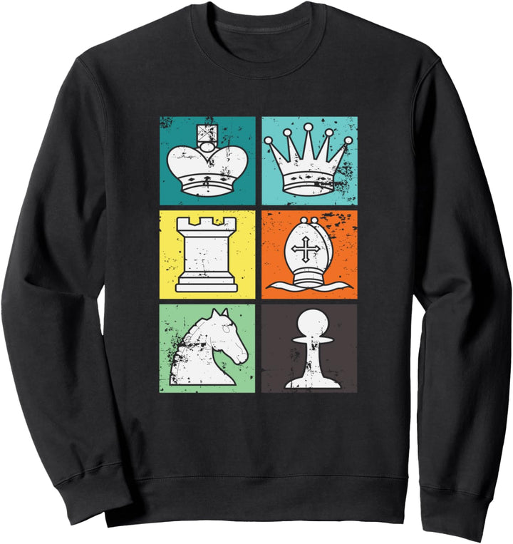 Retro Chess Pieces Competitive Chess Club Sweatshirt