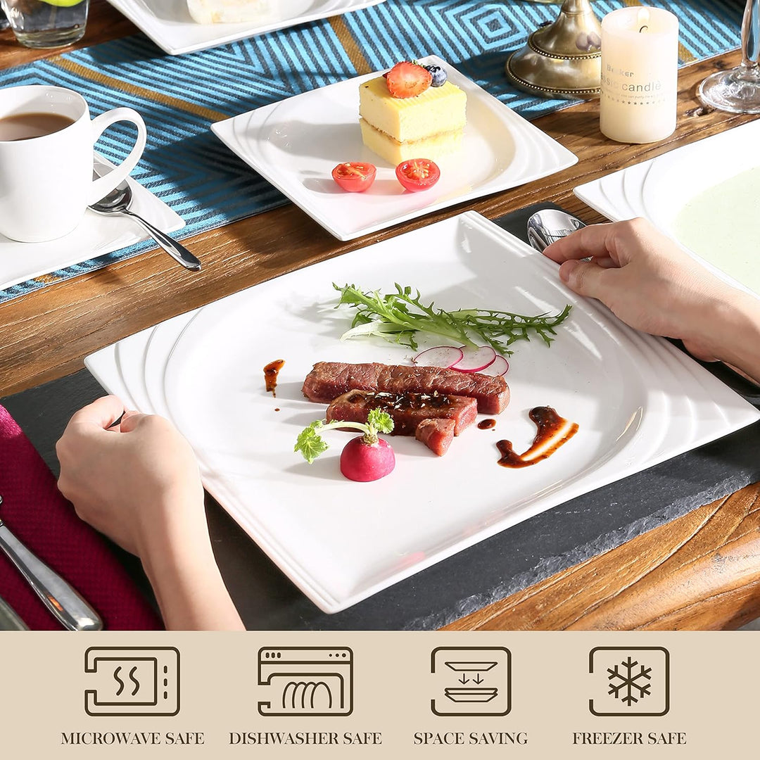 MALACASA, Serie Monica, Tafelservice 30-tlg Kombiservice Porzellan Geschirrset mit je 6 Kaffeetassen