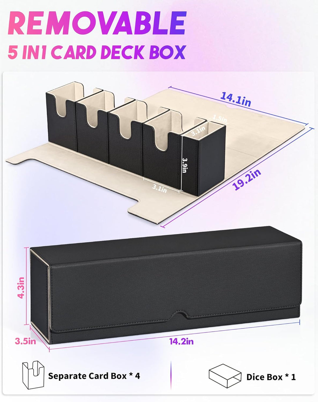 Sammelkarten Box mit Würfelablage für MTG,Premium-Kartenbox mit starkem Magnet zur Aufbewahrung für