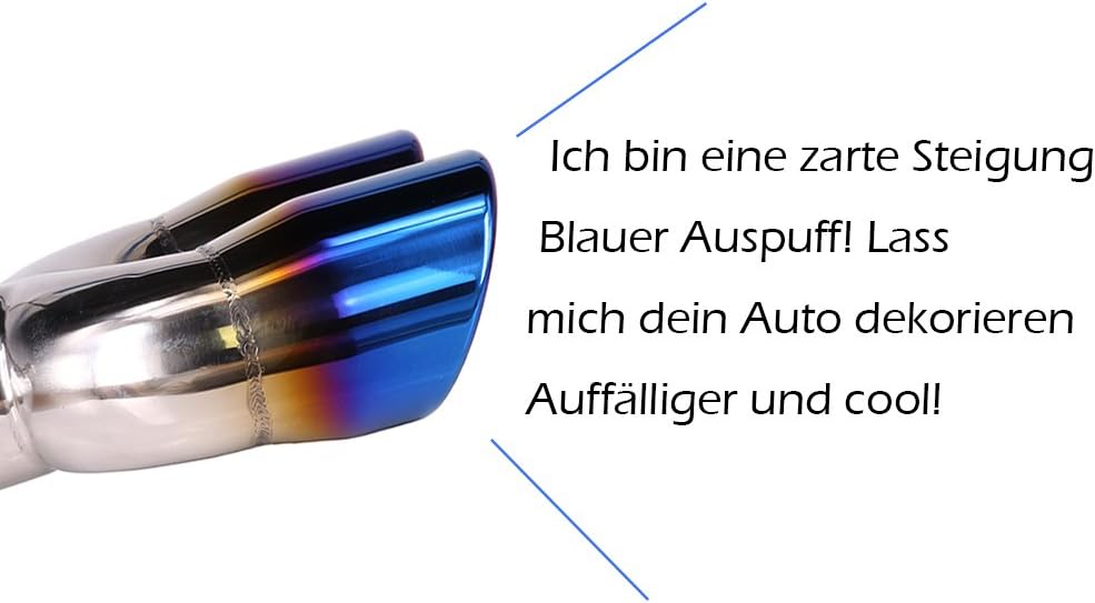 62mm Auspuff Endschalldämpfer Edelstahl Endschalldämpfer schalldämpfer Auto universal doppelt blau G