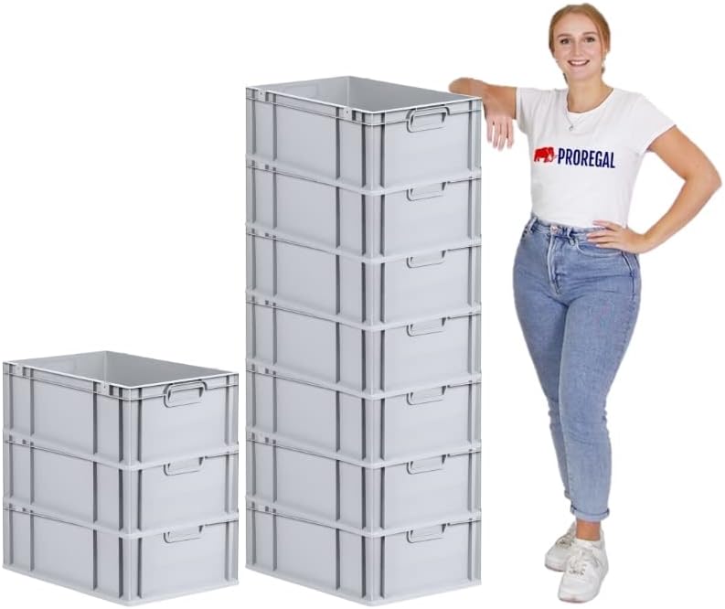 PROREGAL SuperSparSet 10x Eurobox NextGen Grip | HxBxT 22x40x60cm | Griffe geschlossen | Verstärkter