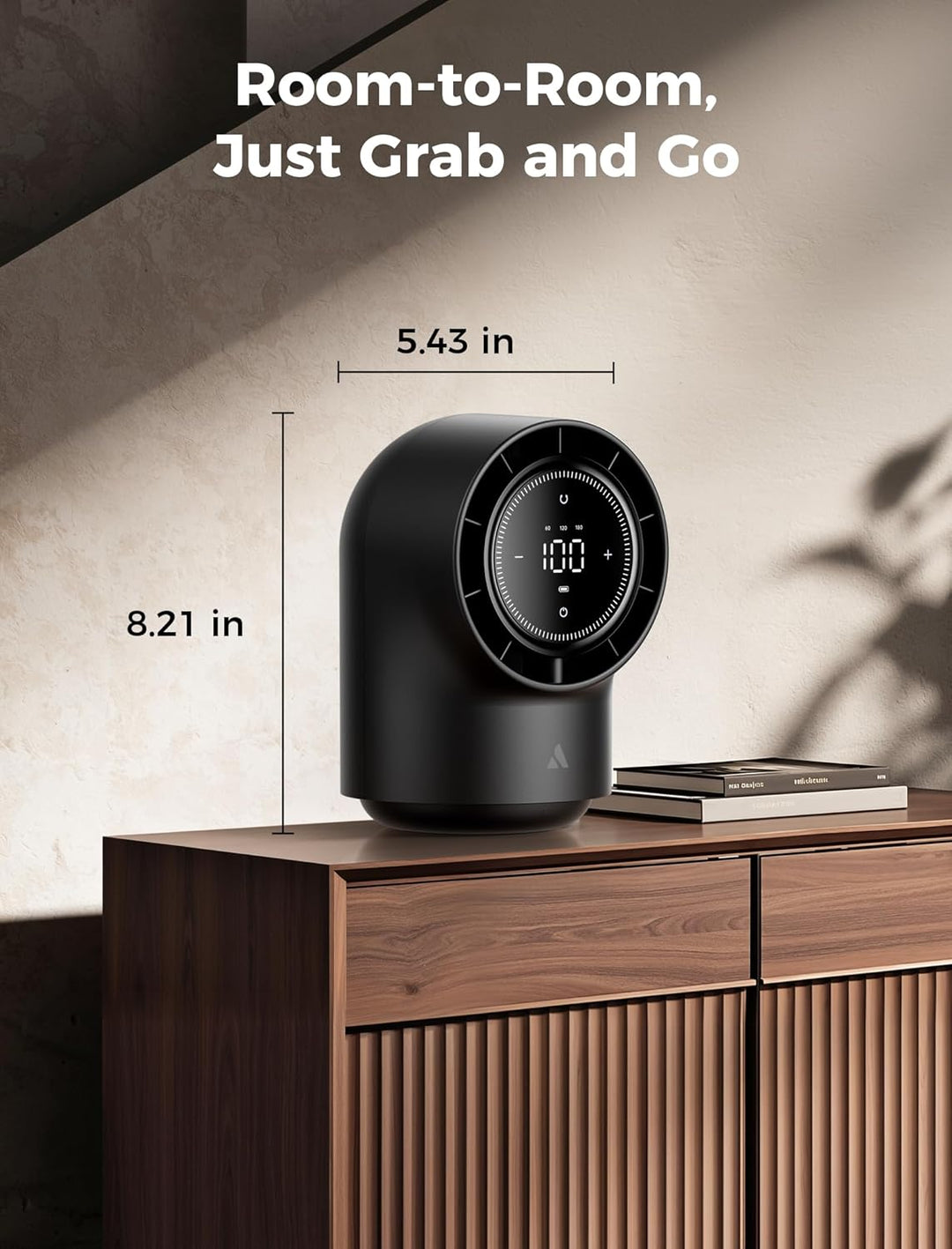 Aecooly Touchscreen Tischventilator Leise, 8000mAh Akku [Bis zu 40 Stunden Kühlzeit], 3 Winkel 180°-