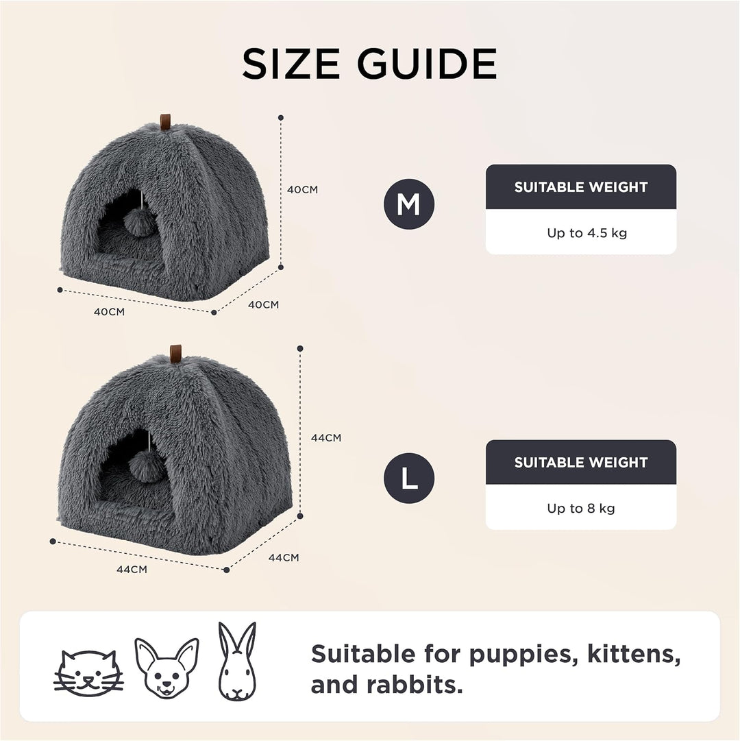 BEDSURE Katzenbett Katzen Katzenhöhle- Plüsch Katzenhaus Indoor, 44x44 cm | Abnehmbare Katzenkissen