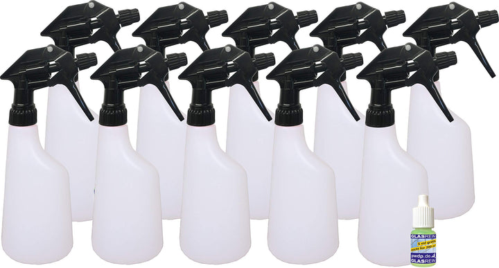 Putzen wie die Profis 10er Set Überkopf-Sprühflaschen mit verstellbarem Sprühkopf | 600 ml | schwarz