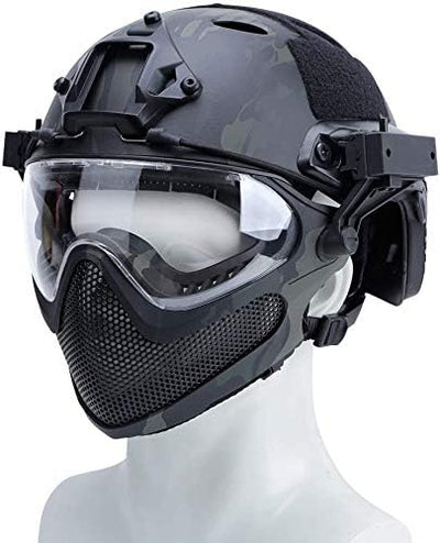 Taktischer Airsoft PJ Helm F22, EIN Integral-Schutzhelm Mit Abnehmbarer Maske Und Brille, Outdoor-Re