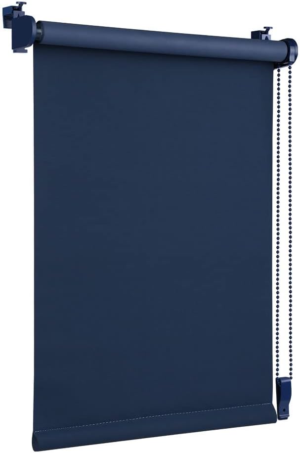 OBdeco Verdunkelungsrollo Thermorollo 100x160cm Dunkelblau ohne Bohren mit gleichfarbige Beschichtun