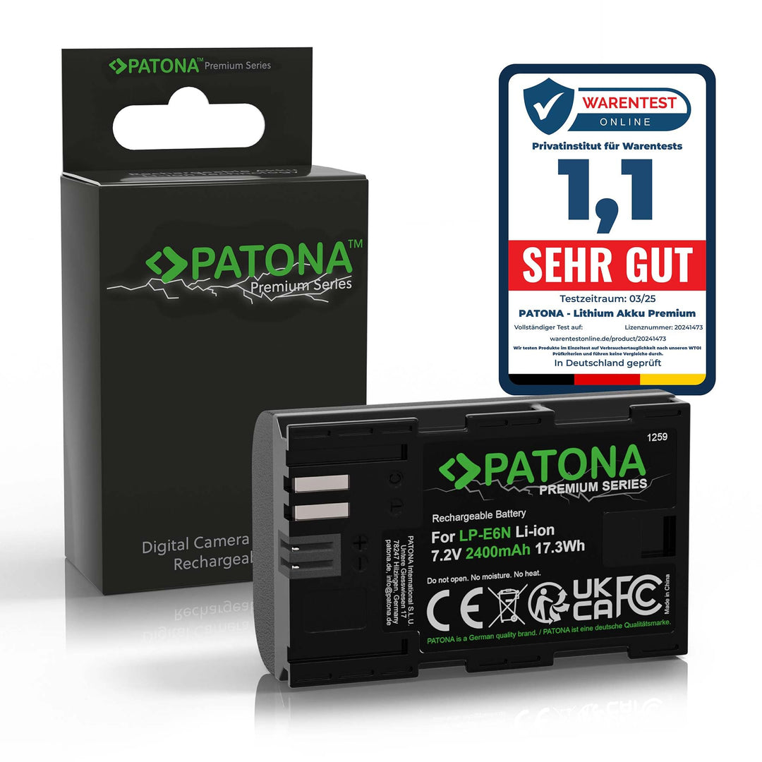 PATONA Premium Akku LP-E6N Ersatz für Canon LPE6N LP-E6 LP E6, 2400mAh Kompatibel mit Canon EOS 5D M