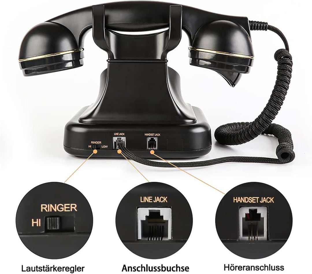 Sangyn Retro Festnetztelefone Klassisches Retro Telefon mit Wählscheibe Einstellbare Lautstärke Vint
