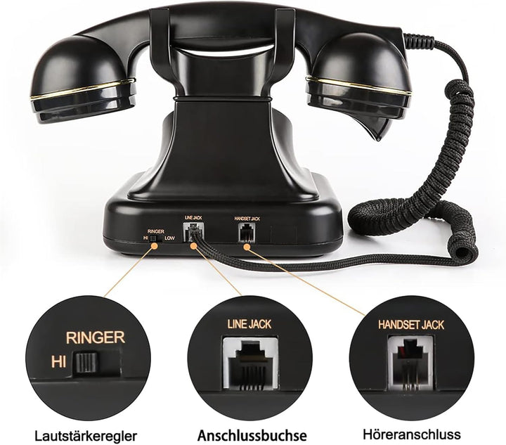 Sangyn Retro Festnetztelefone Klassisches Retro Telefon mit Wählscheibe Einstellbare Lautstärke Vint