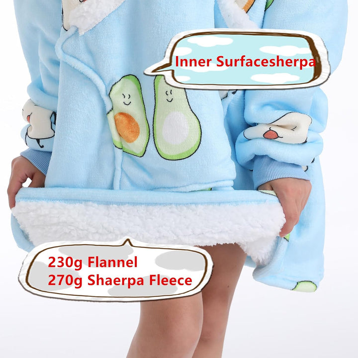 Übergrosse Hoodie Decke Kinder,Deckenpullover Hoodie Kinder mit grosser Tasche,Super Weiches Warm De